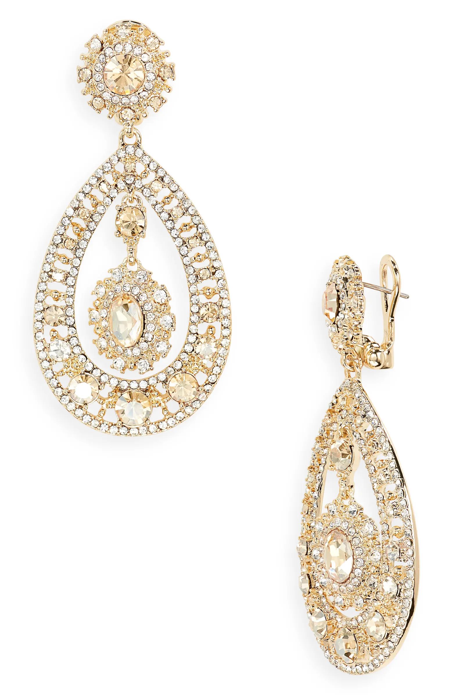 Marchesa Pavé Crystal Filigree Teardrop Earrings | Nordstrom | Nordstrom