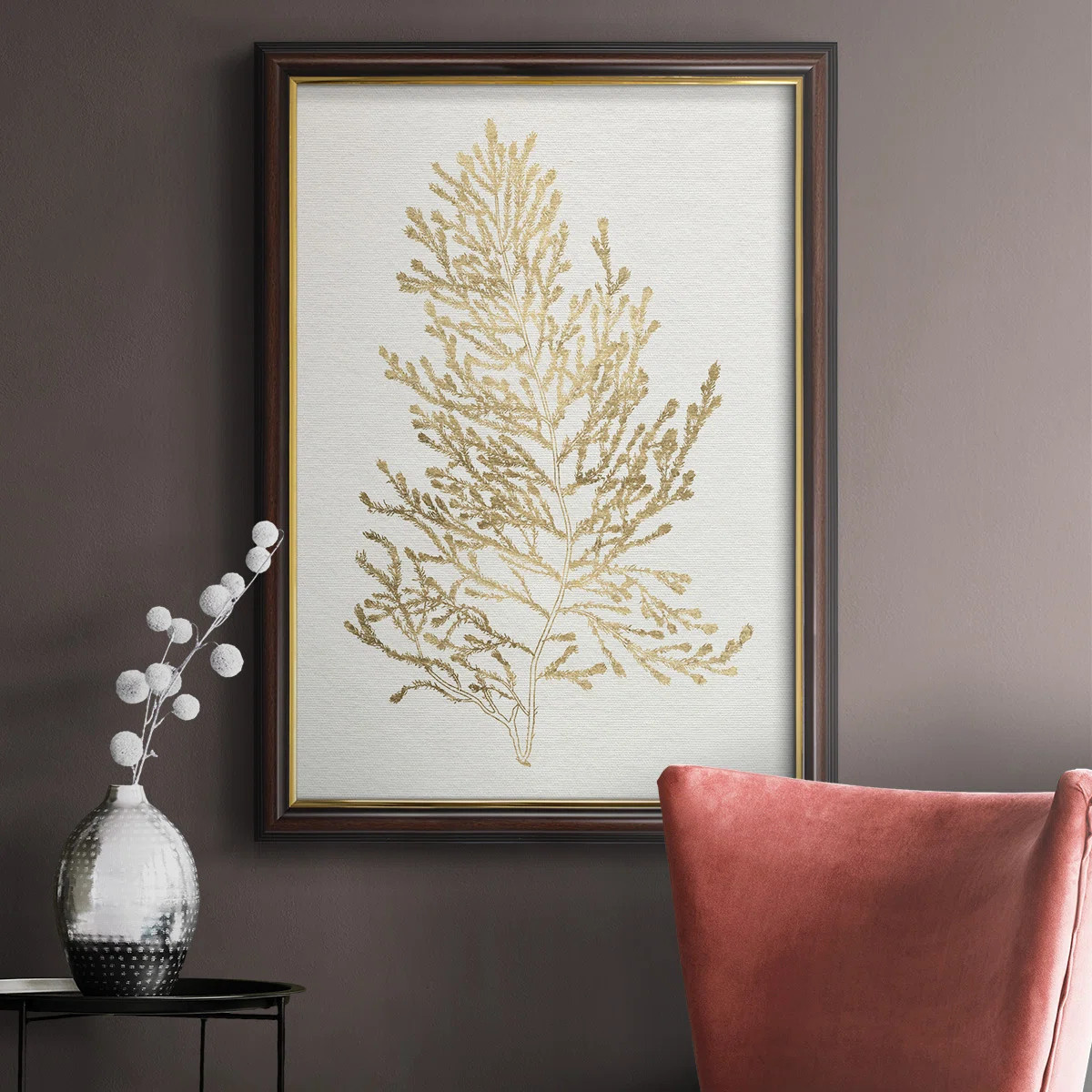 Gilded Algae IV - Picture Frame Print on Canvas | Wayfair North America