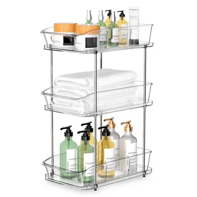 3 Tier Under Sink Organizer And Storage - Multi-Purpose Stackable Pantry Organizer With Pull-Out Clear Bins And Movable Dividers For Kitchen And Bathr | Wayfair North America
