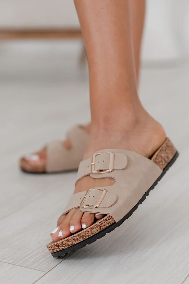 Rachel Taupe Double Buckle Sandal FINAL SALE | Pink Lily