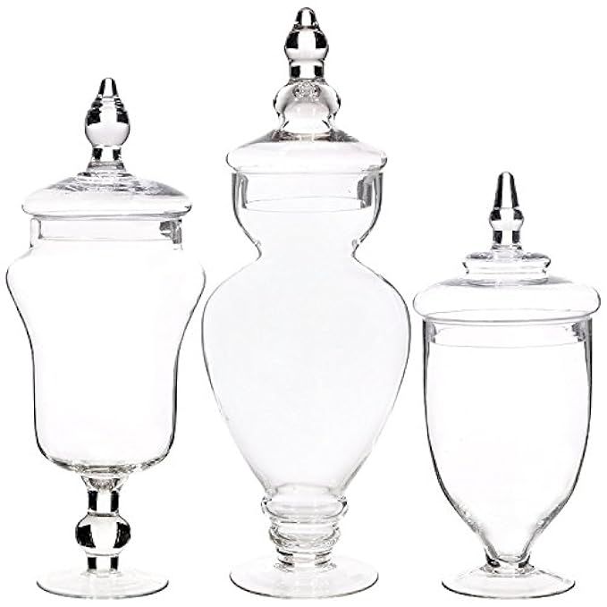Home Essentials & Beyond 3126 Home Essentials Set of 3 Apothecary Jars, 12, 15, 16, 12,15, Clear | Amazon (US)
