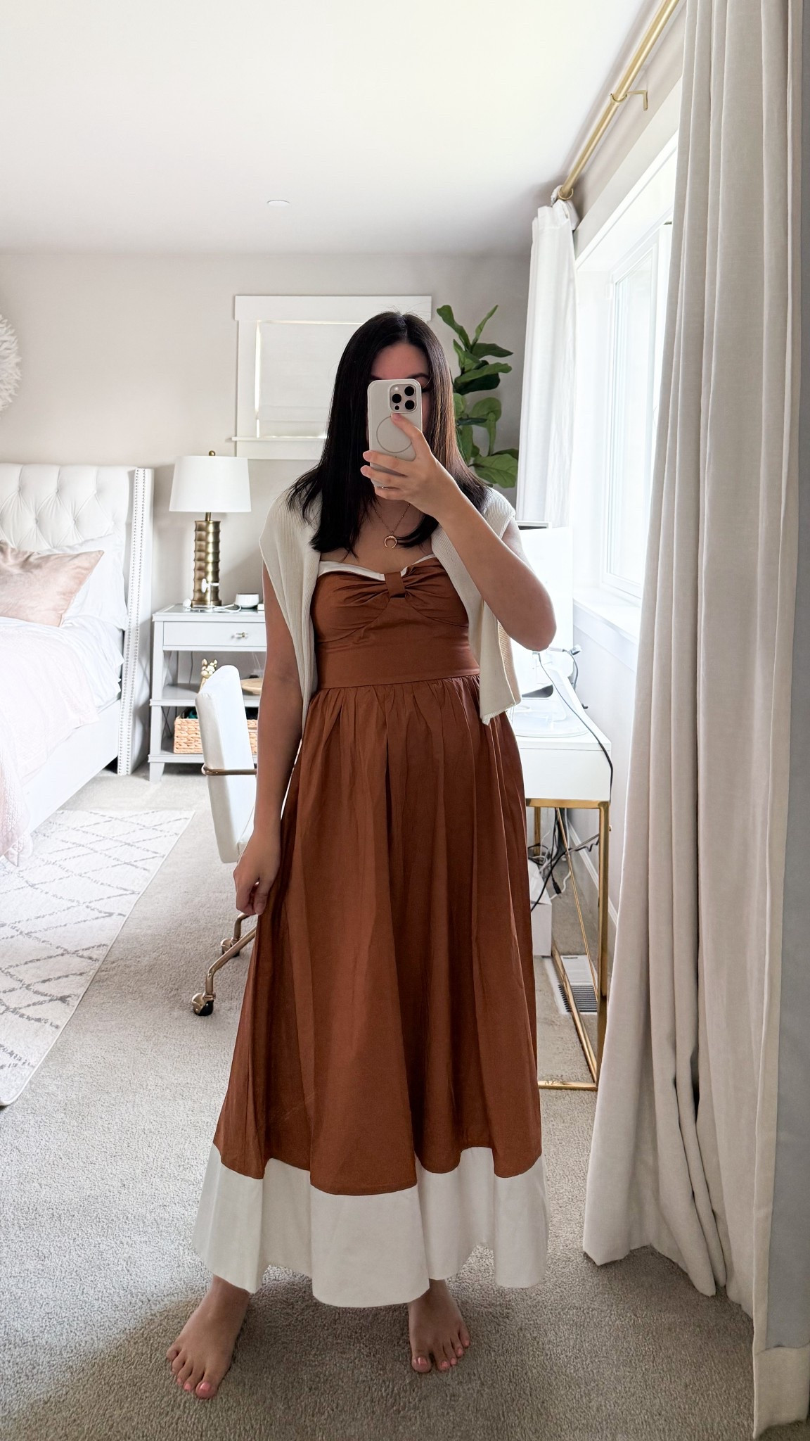 Astr the Label Contrast Detail Cotton Dress. Brown dress under $100! Wearing a Small

#LTKFindsUnder100 #LTKPetite