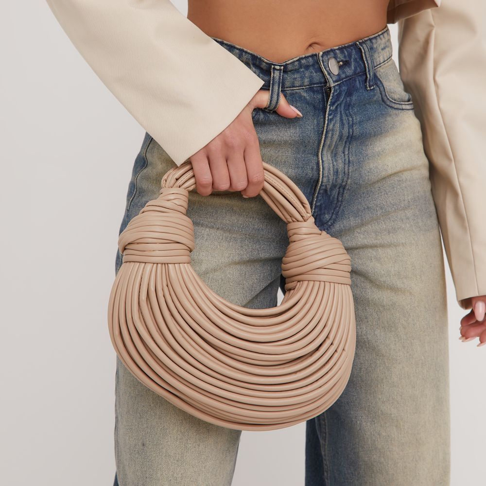 Leif Knotted Detail Strappy Shoulder Bag In Nude Faux Leather | EGO Shoes (US & Canada)