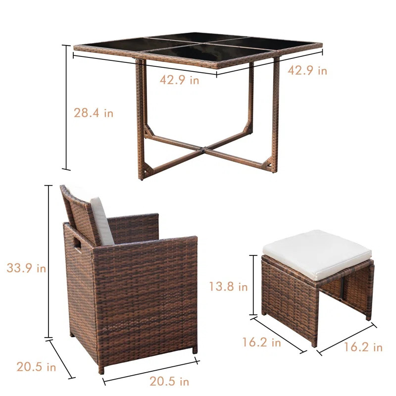 Angelos Rectangular 8 - Person 42.9'' Long Dining Set with Cushions | Wayfair Professional