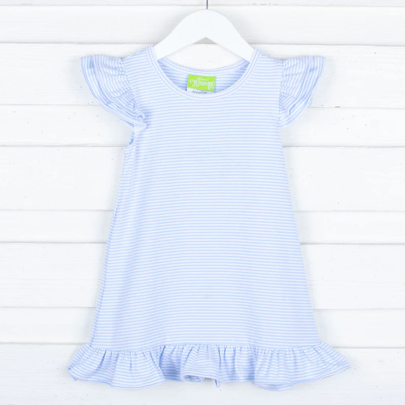 Milly Stripe Ruffle Dress Light Blue | Classic Whimsy