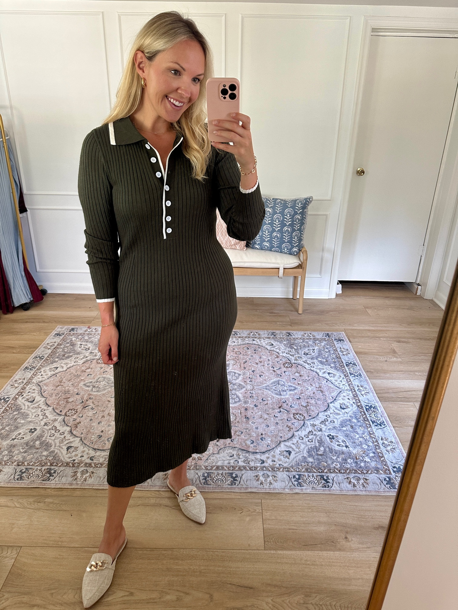 Wearing a large - sweater dress - bump friendly - work wear - date night outfit 

#LTKWorkwear #LTKStyleTip #LTKSeasonal