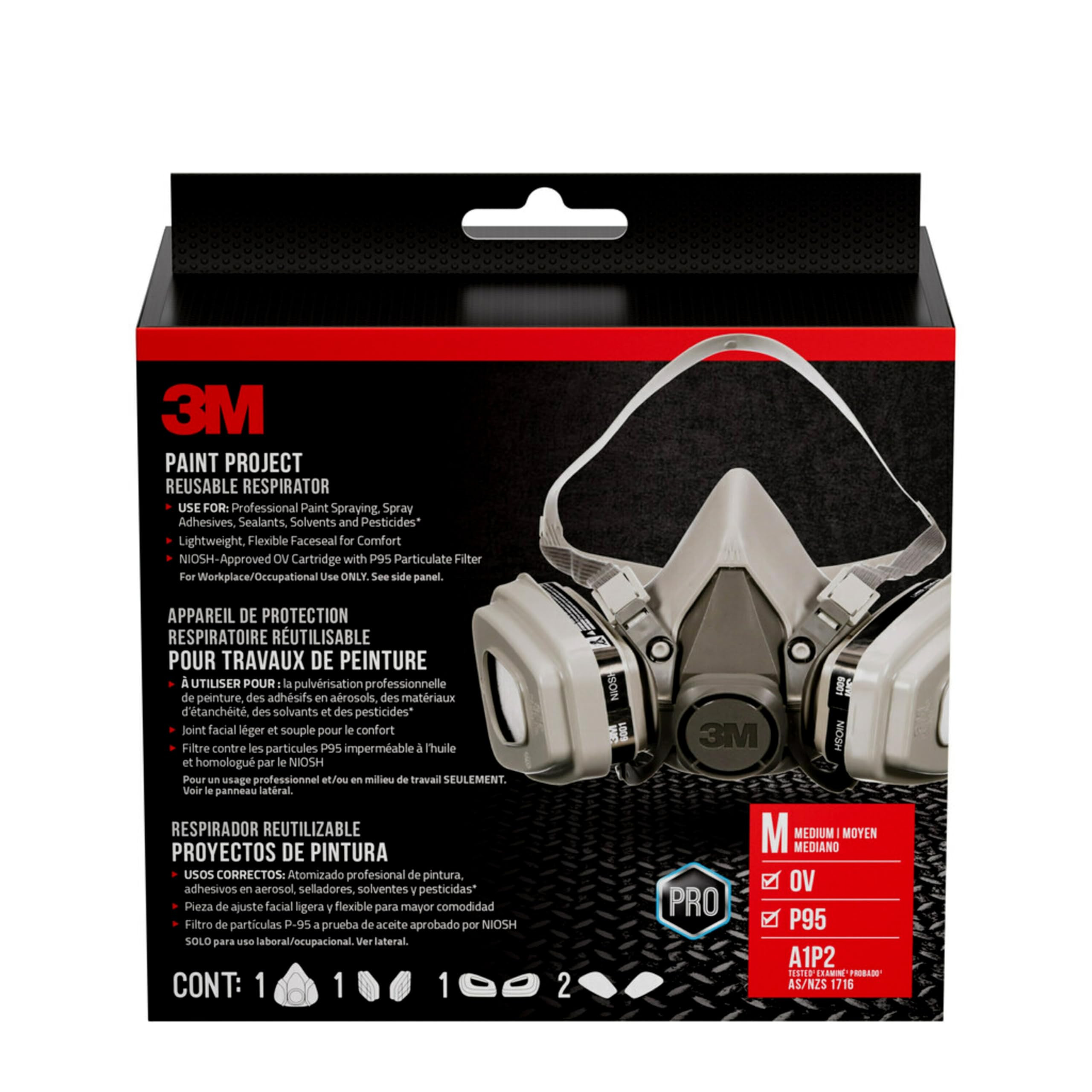 3M P95/OV Paint Project Reusable Respirator 6211, Medium Size, NIOSH-APPROVED Organic Vapor Cartr... | Amazon (US)