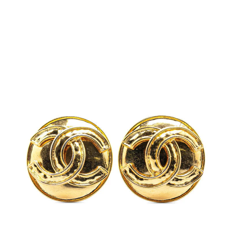 Chanel Vintage Coco Mark Round Earrings Gold | Shop Simon