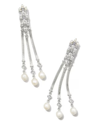 Gracie Silver Linear Earrings in White Mix | Kendra Scott