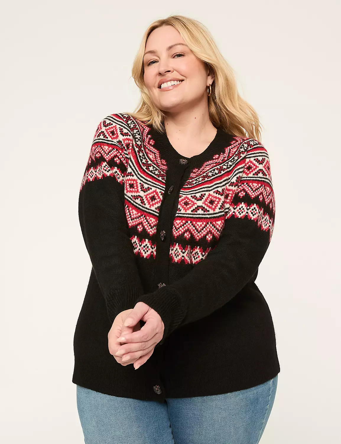 Fair Isle Button-Front Cardigan | Lane Bryant (US)