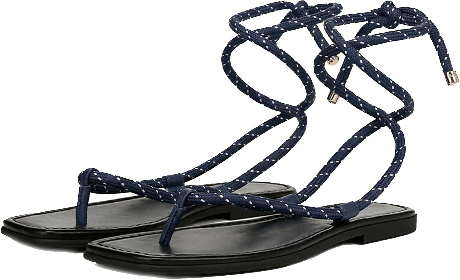 Rope Flat Sandals for Women Strappy Lace Up Thong Sandals | Amazon (US)