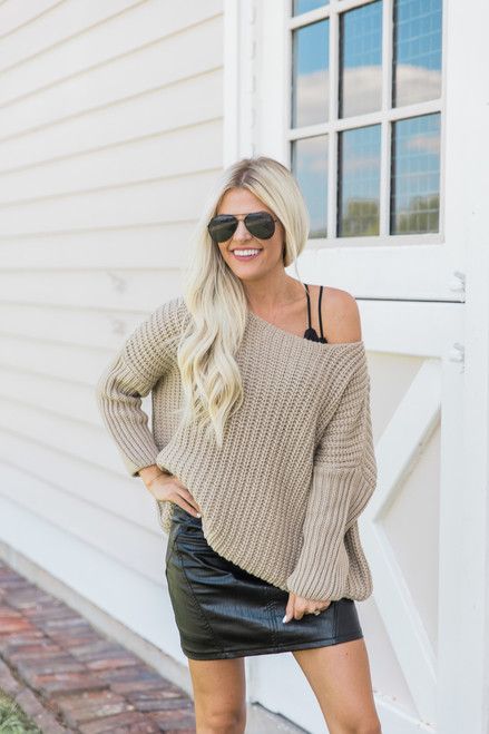 Lessons In Love Sweater Taupe | The Pink Lily Boutique