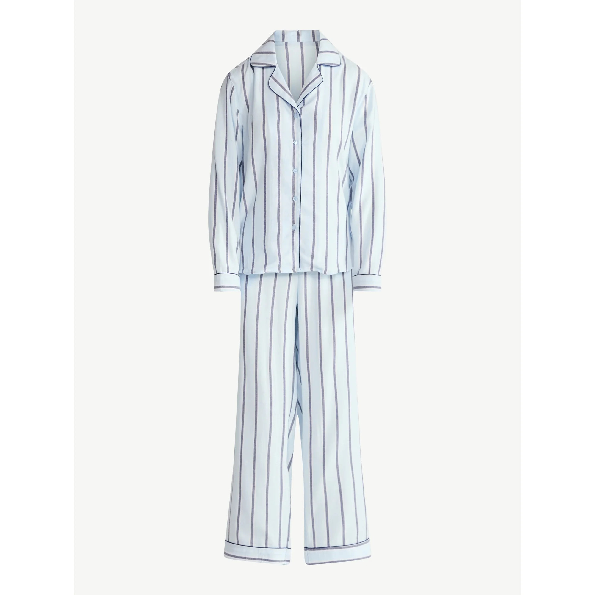 Joyspun Women's Long Sleeve Flannel Sleep Top and Pants Pajama Set, 2-Piece, Sizes XS-3X | Walmart (US)