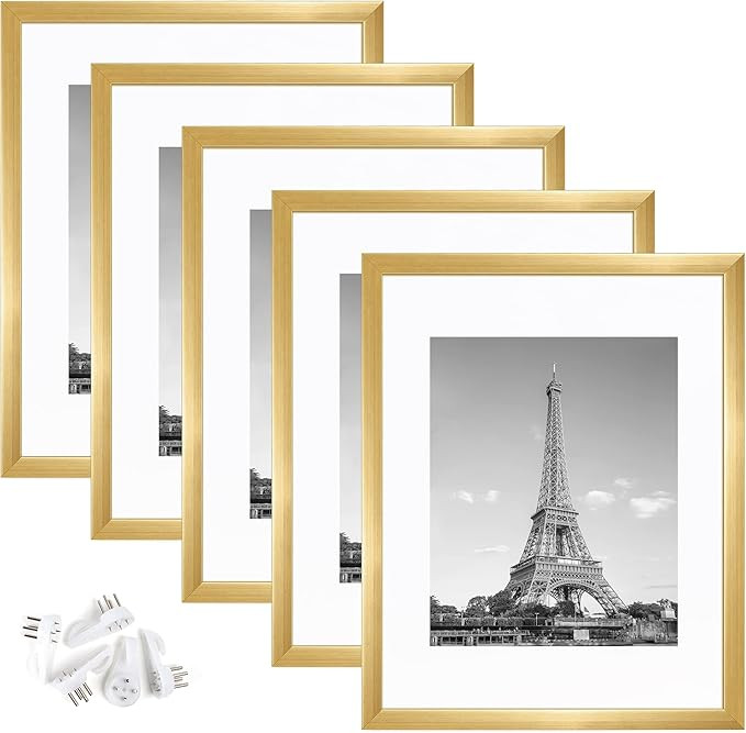 upsimples 11x14 Picture Frame Set of 5, Display Pictures 8x10 with Mat or 11x14 Without Mat,Wall ... | Amazon (US)