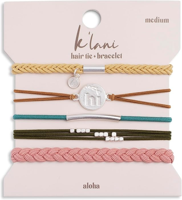 K'lani Hair Tie Bracelets for Women - Elastic Hair Bands That Double as Stylish Jewelry - Aloha -... | Amazon (US)