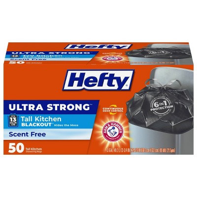 Hefty Ultra Strong Tall Kitchen Drawstring Trash Bags - Unscented - 13gal/50ct | Target