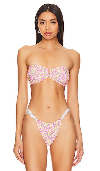 Bandeau Bikini Top in Champagne Blossom | Pink Bikini | Pink Swimsuit | Pink Bathing Suit | Revolve Clothing (Global)
