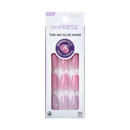 KISS imPRESS Press on Nails Moonlit Pink Medium Coffin 30 Count | Walmart (US)