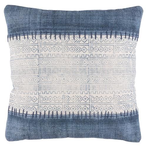 Shibi Bazaar Navy Indigo Stitch Pillow - 20x20 | Kathy Kuo Home