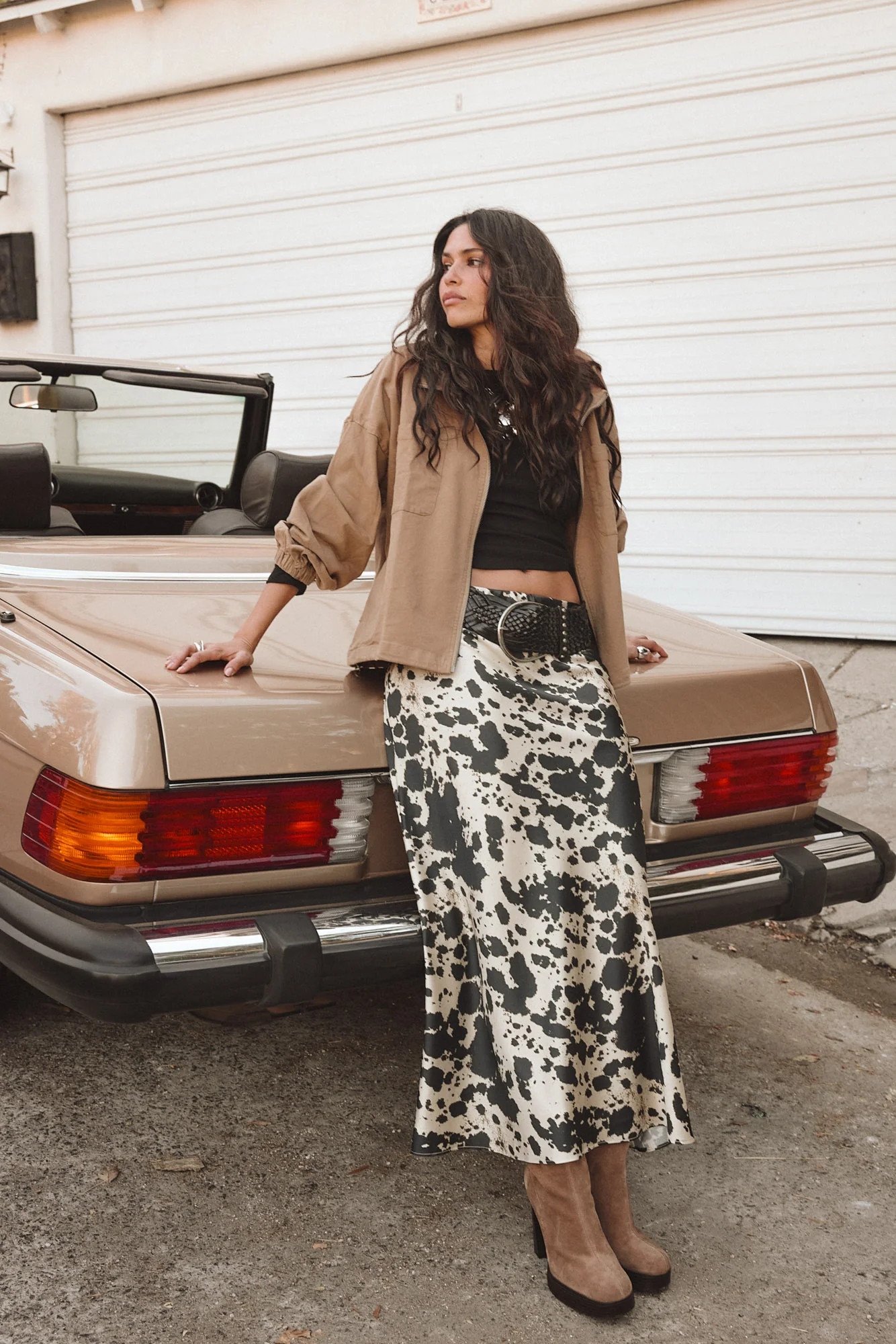 Kacey Cowhide Maxi Skirt | 12th Tribe