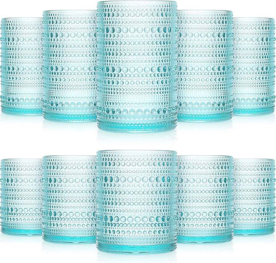 Foaincore 12 Count Hobnail Drinking Glasses Set Vintage Glassware Old Fashioned Beverage Glasses ... | Amazon (US)