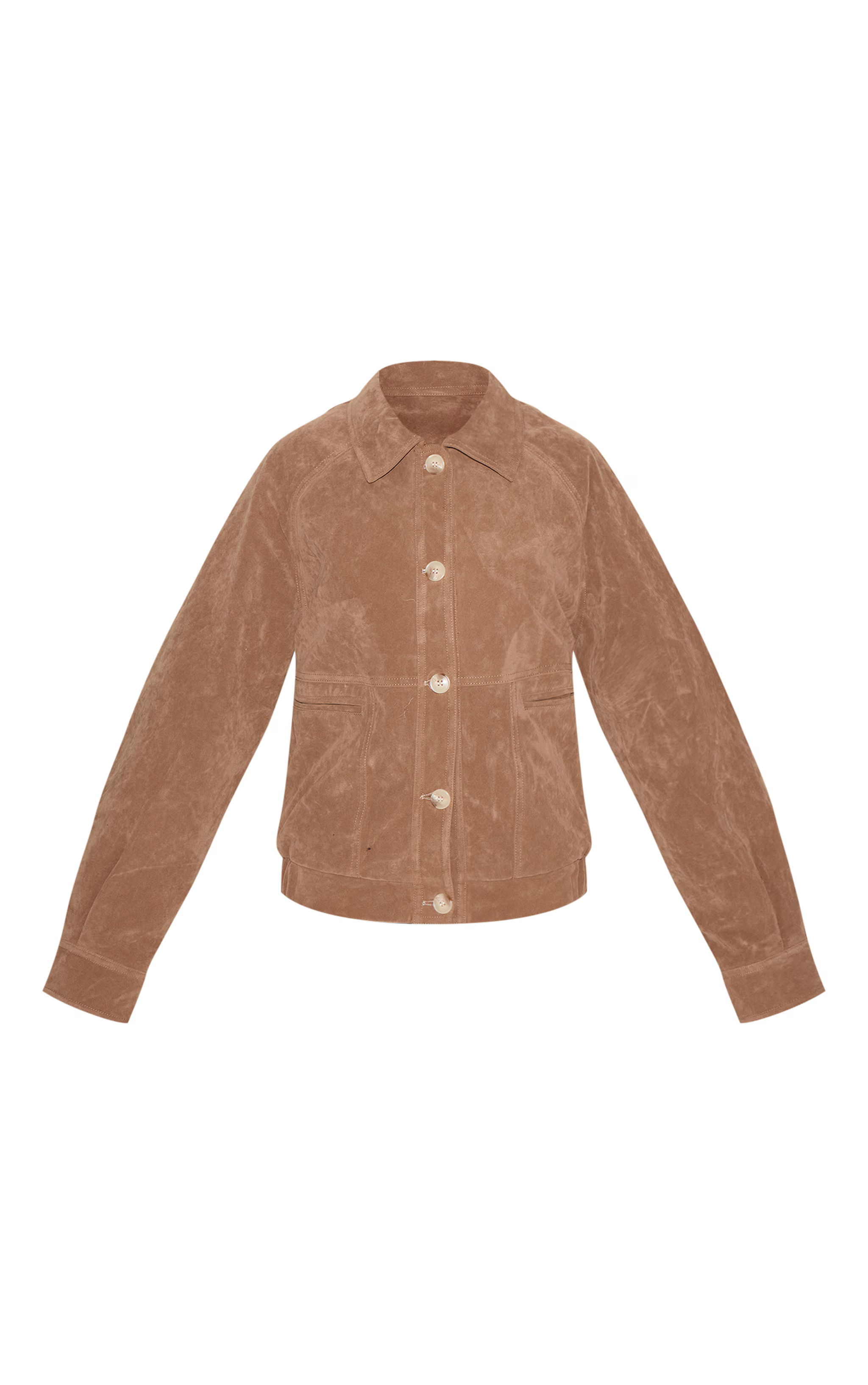 Beige Oversized Faux Suede Jacket | PrettyLittleThing UK