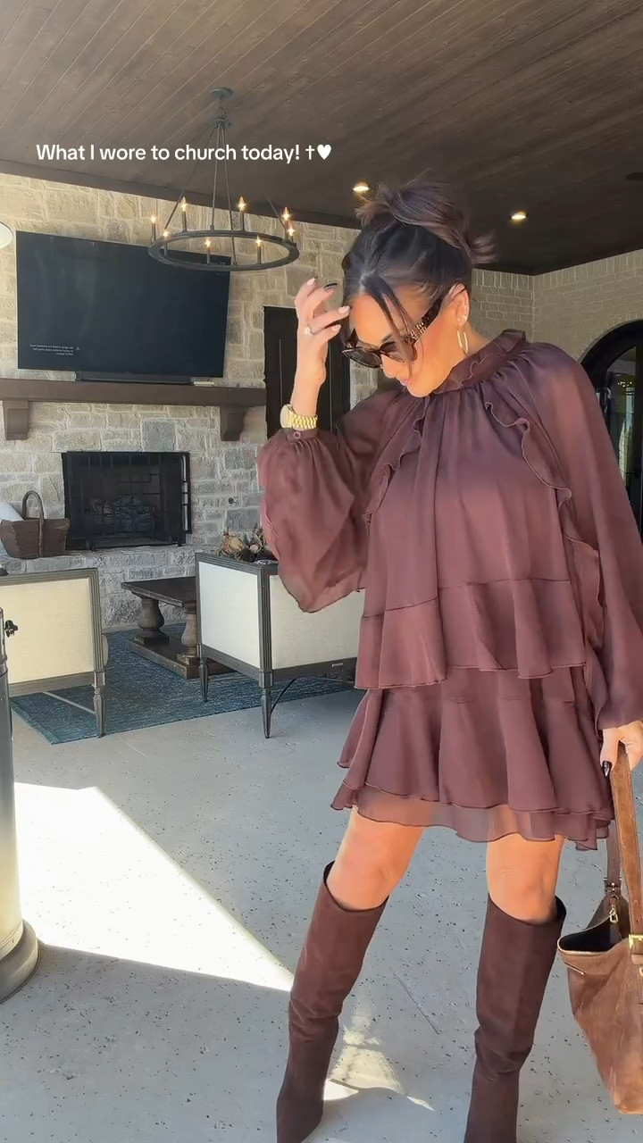 Woke up to the first real fall morning here in Texas and I was so ready for it 🤎 

Church was exactly what I needed today ✝︎

Boots are out, coffee in hand, and my heart feels full 🍂

5’2”, 130 lbs, 34DD, 25” waist — wearing a small 👢

#SundayBest #FallVibes #affliate #OOTDInspo #fallfashion 

@Commense @Larroudé @Miu Miu @Prada @LTK