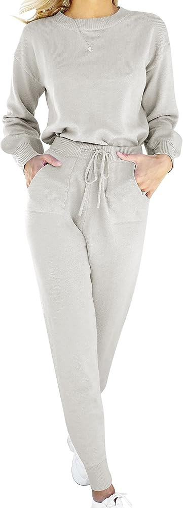 ANRABESS Women Cute Pajamas Set Long Sleeve and Pants Two Piece Outfits High Waisted Dressy Rust... | Amazon (US)