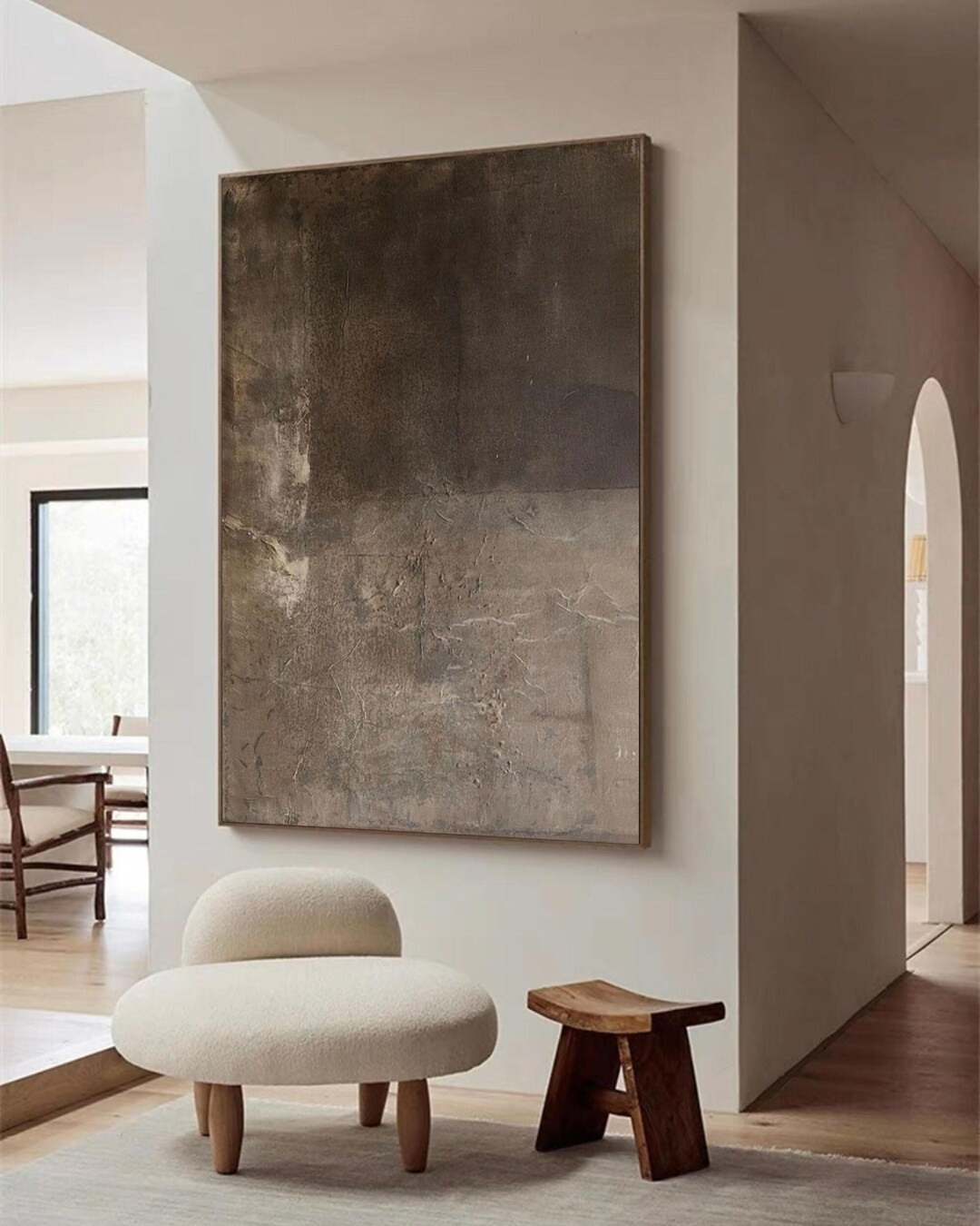 Brown Abstract Wall Art Brown and Tan Textured Painting on - Etsy | Etsy (US)