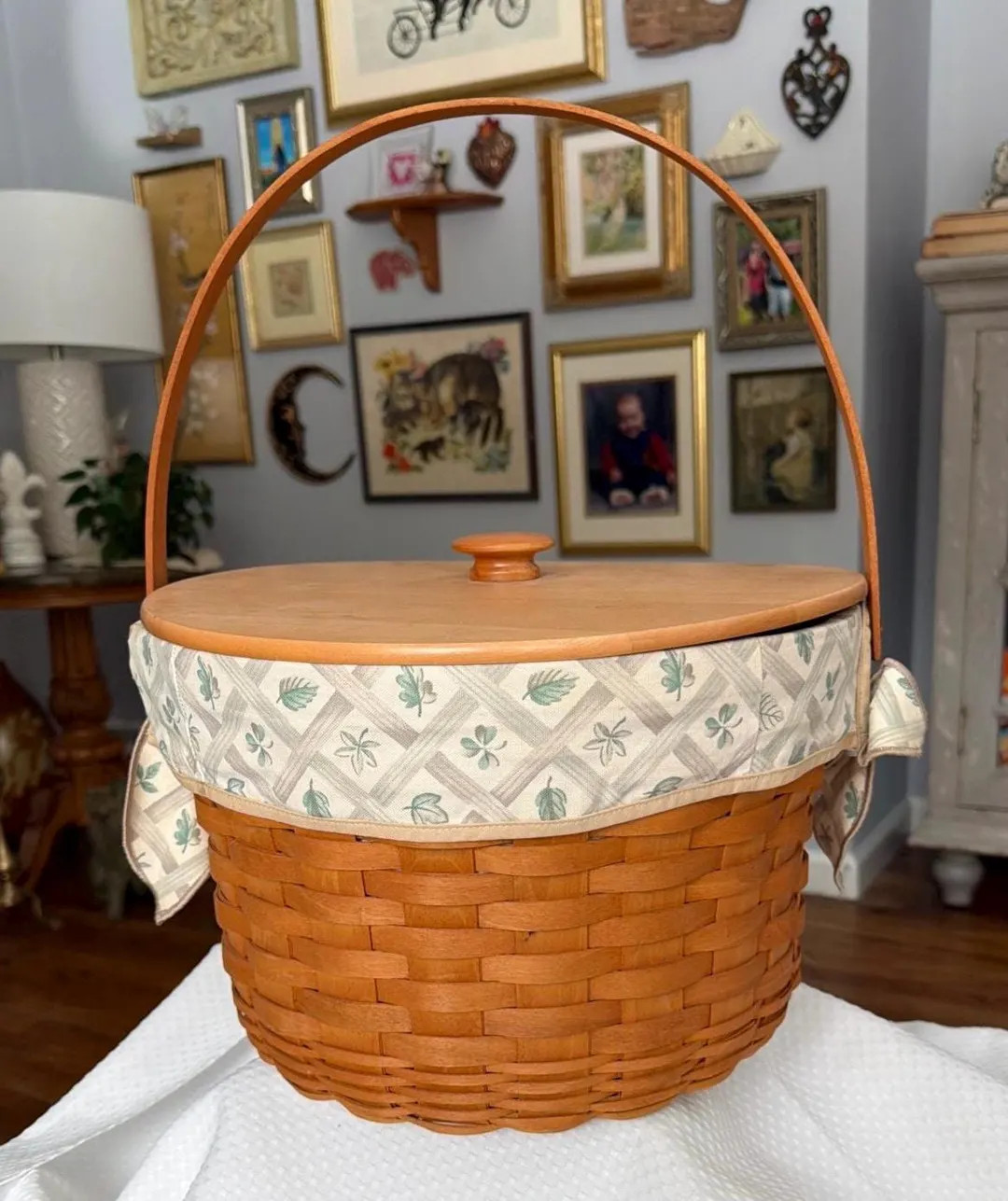 Vintage Longaberger Basket – 2000 Handwoven Lidded Storage With Botanical Liner - Etsy | Etsy (US)