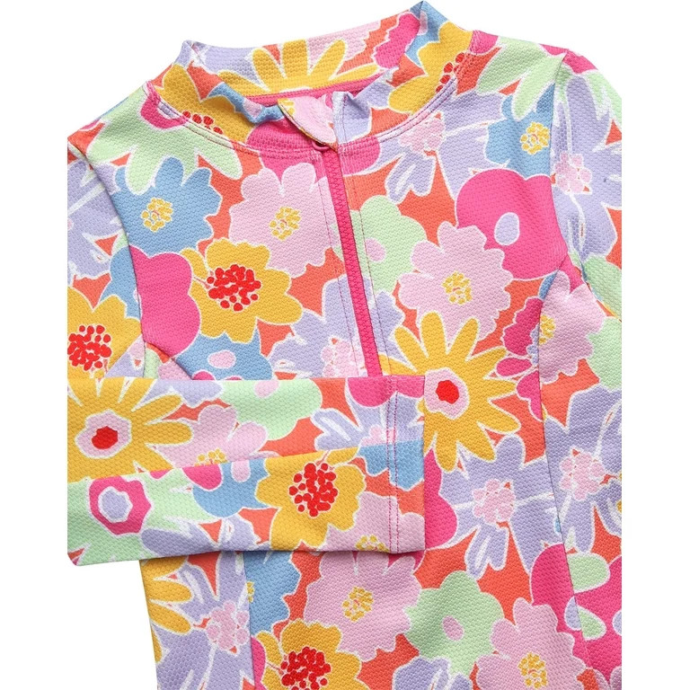 Jessica Simpson Girls' Long Sleeve Rashguard One-piece Swimsuit, Sizes 4-16 | Walmart (US)