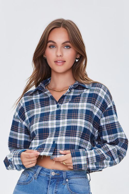 Plaid Cropped Flannel Shirt | Forever 21 (US)
