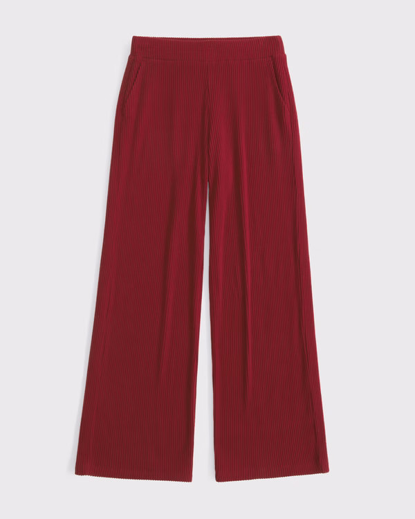 Women's Brushed Rib Wide Leg Sweatpant | Women's Bottoms | Abercrombie.com | Abercrombie & Fitch (US)