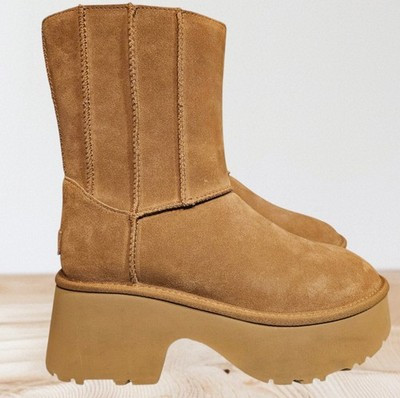 UGG Boots Women's Classic Twin Seam Size 10 New Heights Chestnut Suede Platform | eBay US