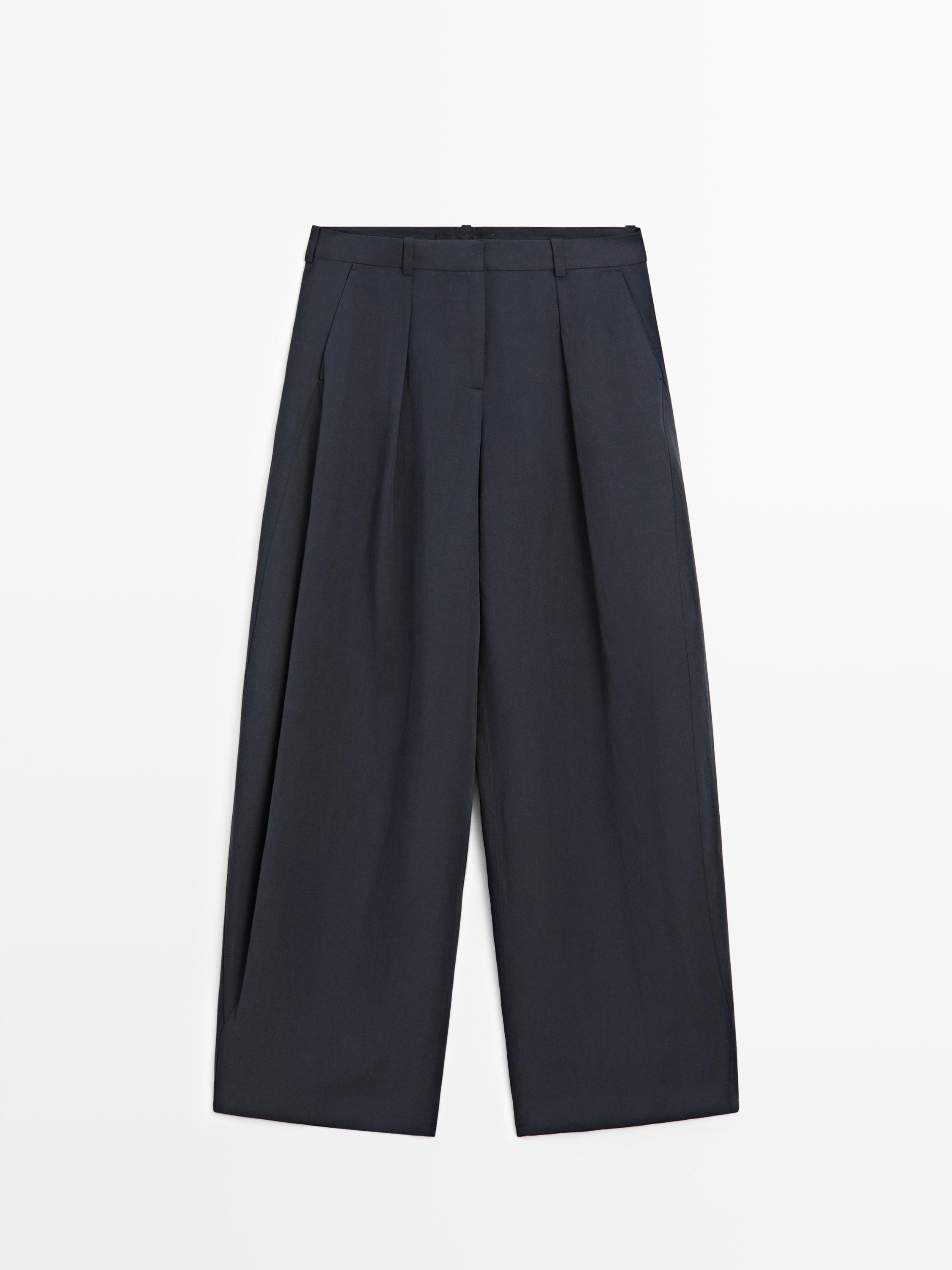 Flowing trousers with pleated detail | Massimo Dutti UK