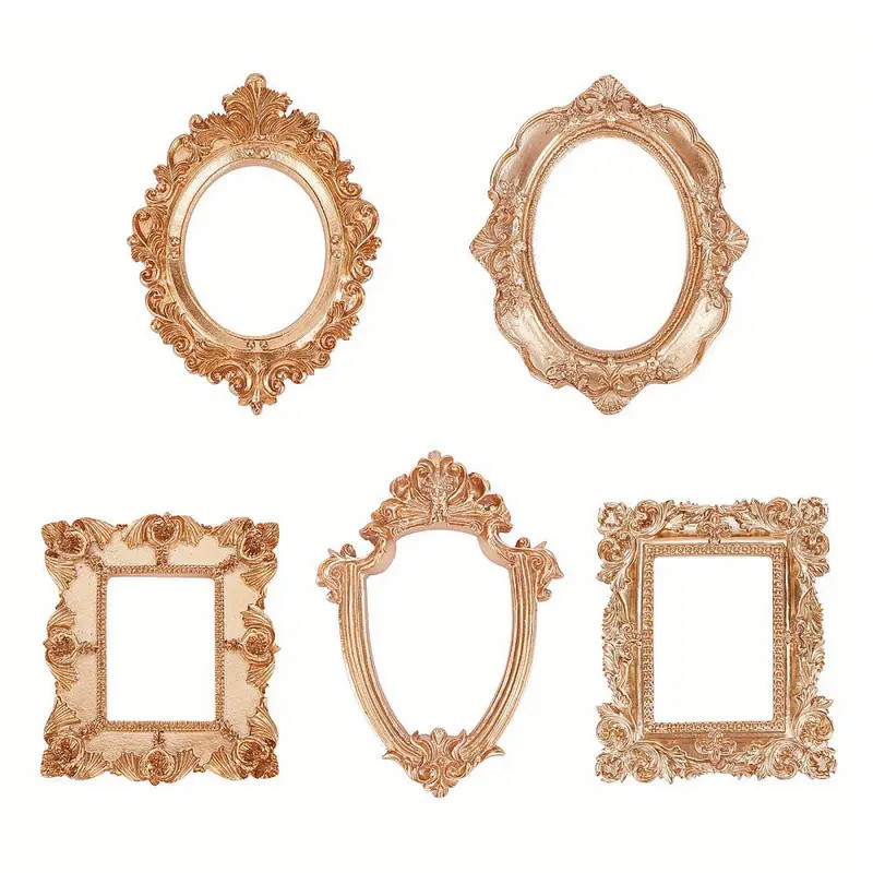 5pcs/set Golden Photo Frames - Timeless Retro Design with Intricate Embossing, Delicate Flower Pa... | Temu Affiliate Program