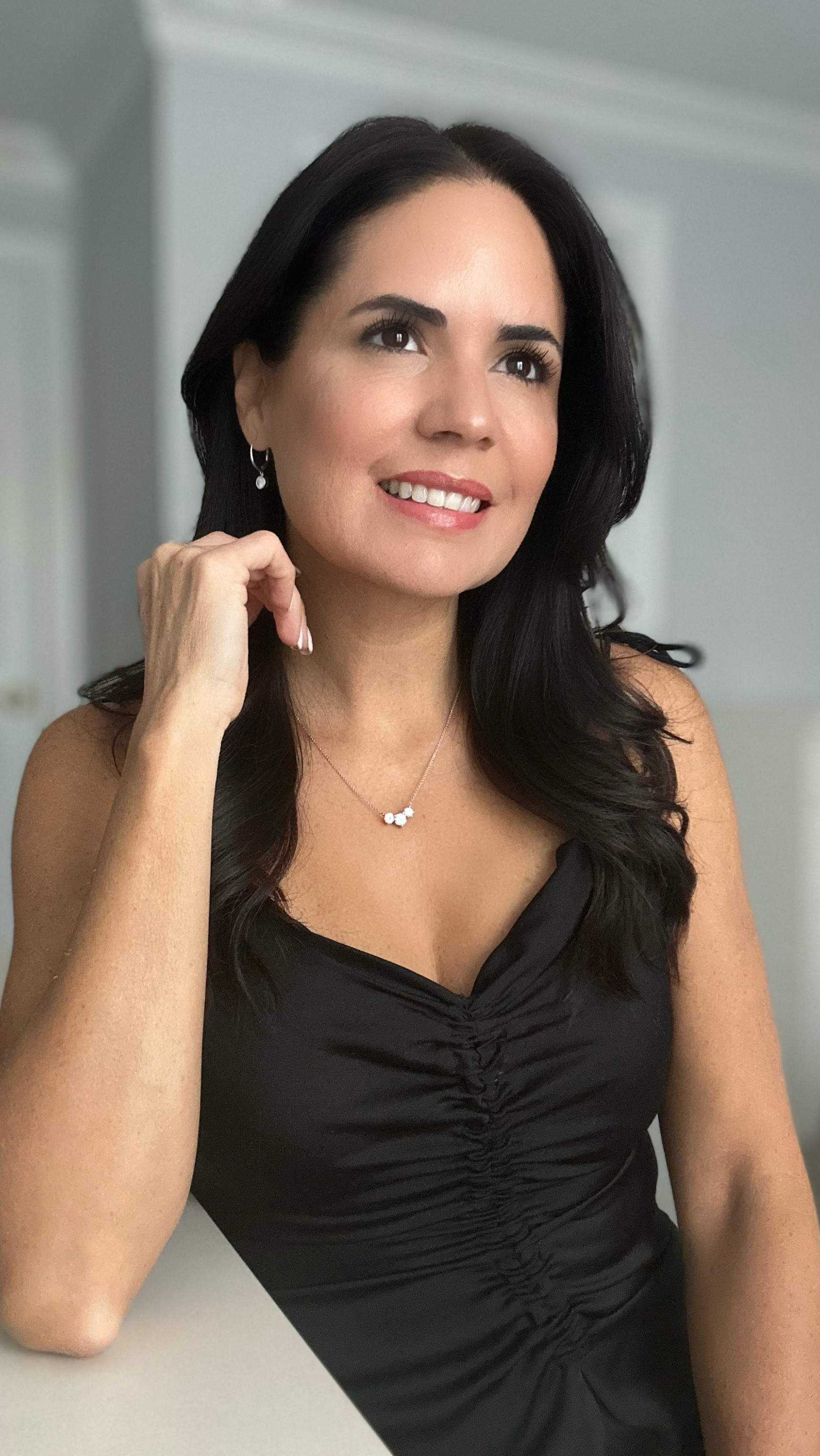 Angara Jewelry trio diamond  necklace and diamond drop earrings. Slip dress. 

#LTKOver40 #LTKStyleTip #LTKParties