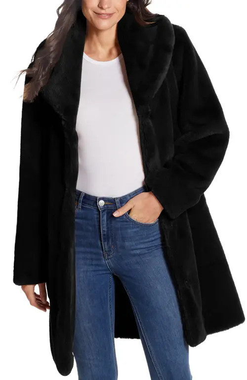 Gallery Faux Fur Coat in Black at Nordstrom, Size Small | Nordstrom
