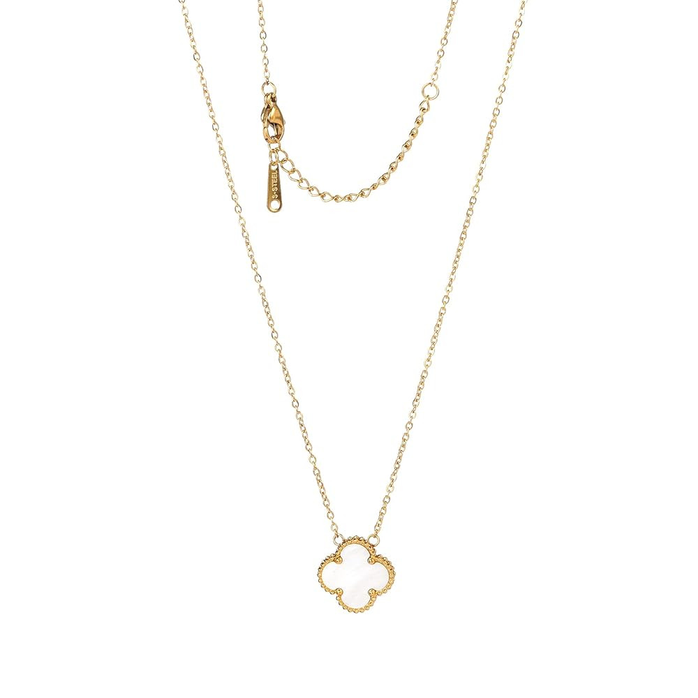 Lucky Clover Necklace For Women Girls, 18K Gold Plated Cute Fashion Simple Girls Titanium Steel H... | Amazon (CA)