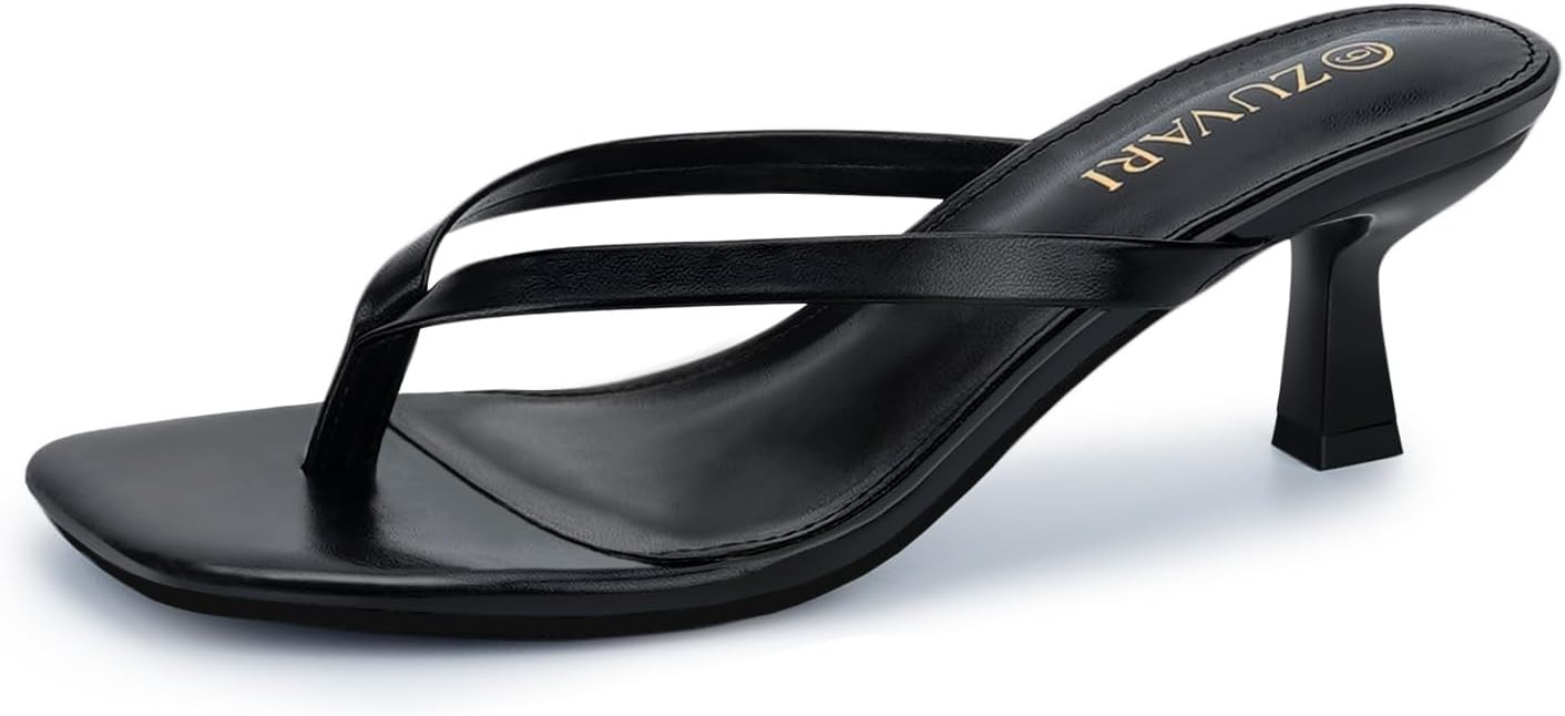 Kitten Heels for Women, Square Toe Flip Flop Kitten Heel Sandals, 2.16 Inch Thong Heels, Slip-On ... | Amazon (US)