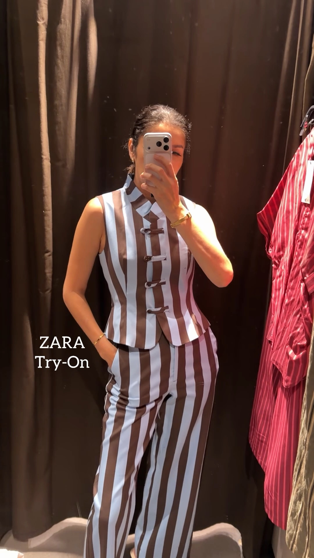 Zara try-on haul 🤎💙 This matching vest and pants set is such a chic find! I love the blue and brown stripes together. The combination feels polished and elevated while still being so easy to wear.

Wear the pieces together for the full look or style them separately with basics already in your closet.

FIT DETAILS:
➡️ Zara striped vest top — size XS
➡️ Zara matching striped pants — size XS

➫ MY BODY MEASUREMENTS FOR YOUR REFERENCE
Bra: 32C (81 cm)
Waist: 26” (66 cm)
Hips: 38” (96.5 cm)
Height: 5’7” (170 cm)

Zara matching set | Zara vest and pants | striped vest outfit | striped pants | blue and brown outfit | Zara new arrivals | Zara try on haul | matching set women | fall outfit ideas | Zara fall fashion | fashion over 40 | fashion over 50

#ZaraFinds #ZaraTryOn #MatchingSet #LTKStyle

#LTKSeasonal #LTKOver40 #LTKgrwm