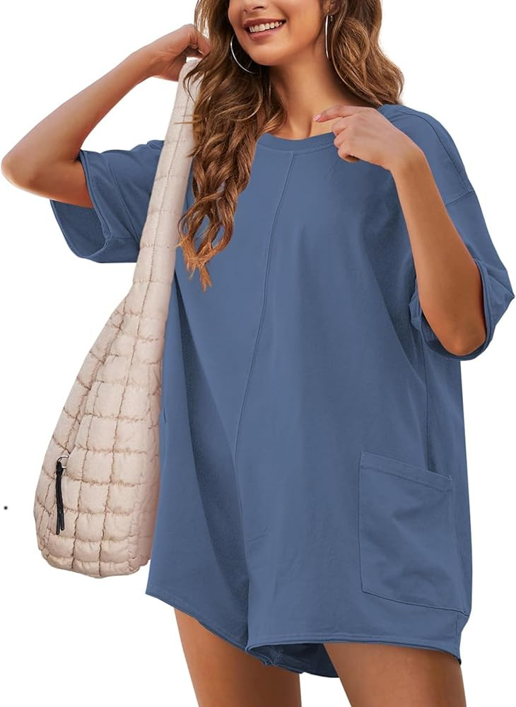Rompers for Women Loose Hot Shot Tee Romper Trendy Oversized Jumpsuits Overalls | Amazon (US)