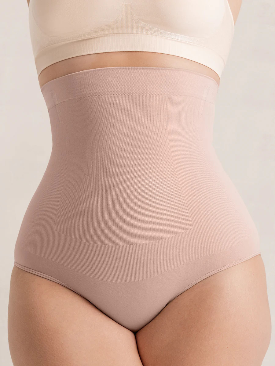 Shapermint Essentials All Day Every Day High-Waisted Shaper Panty Shapewear Oatmeal XS / S | Shapermint
