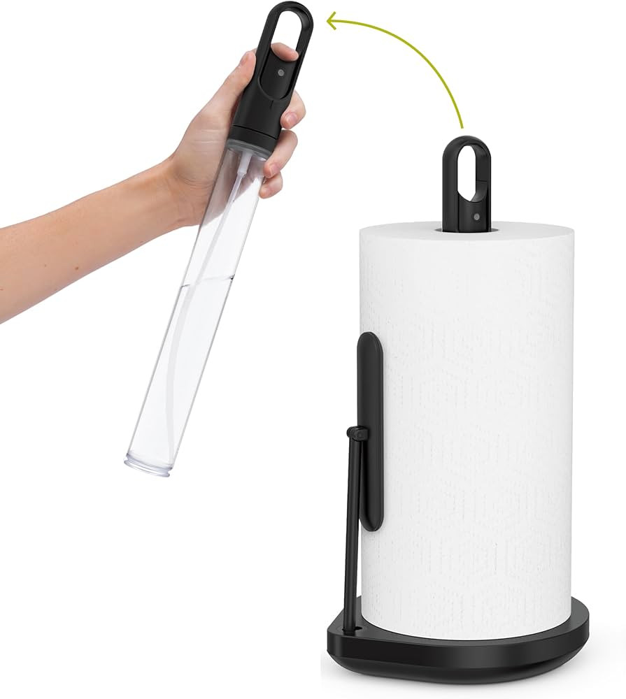 simplehuman Standing Paper Towel Holder with Spray Pump, Black Stainless Steel | Amazon (US)