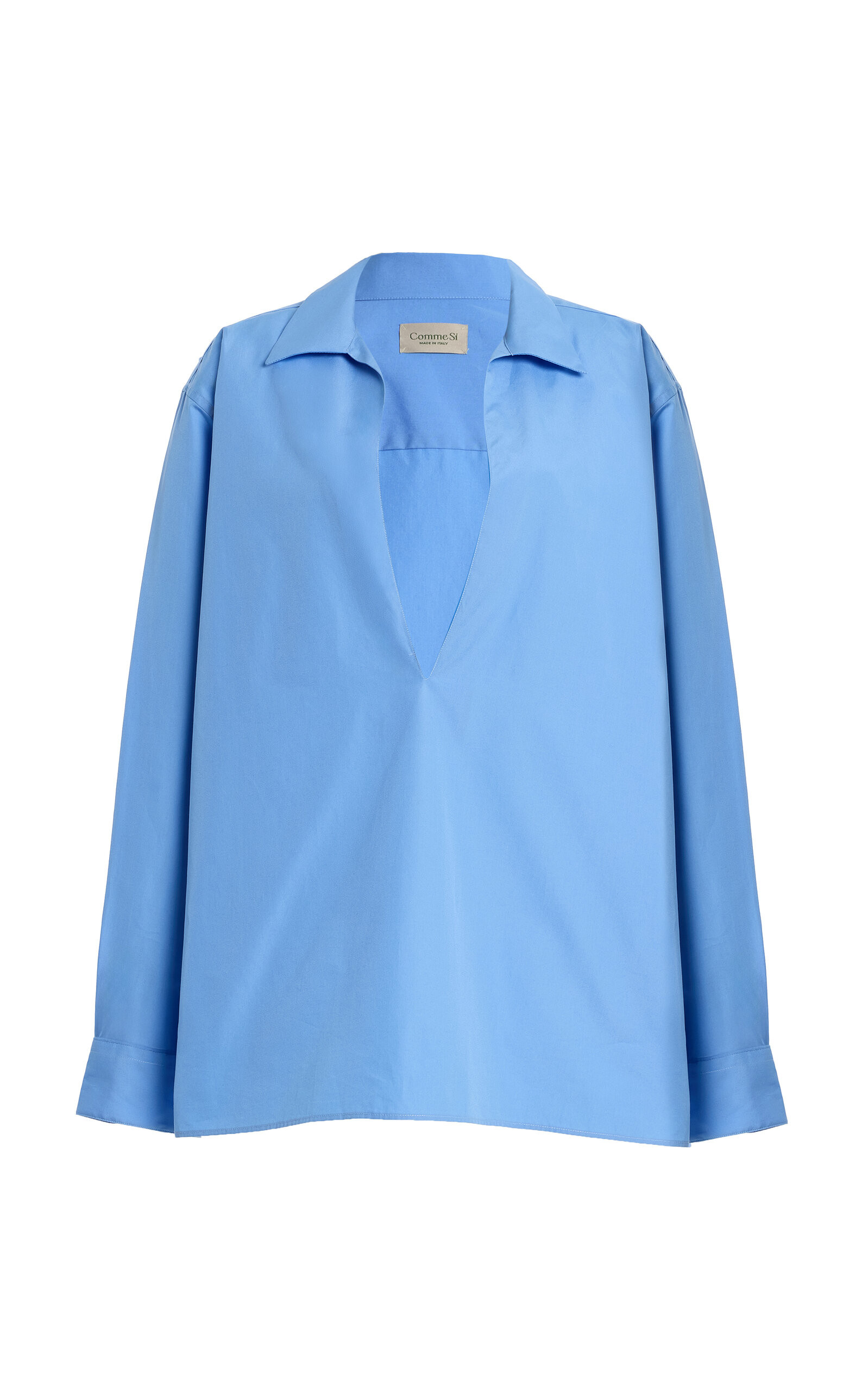 Deep V-Neck Cotton-Poplin Shirt | Moda Operandi (Global)