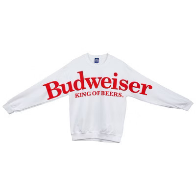 Mens Budweiser King Of Beers Arm To Arm Full Spread Print Crew Sweatshirt - Small | Target