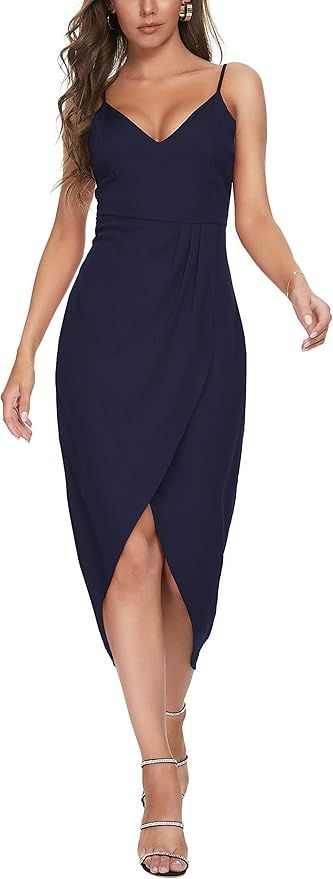 CMZ2005 Women's Sexy V Neck Backless Maxi Dress Sleeveless Spaghetti Straps Cocktail Party Dresse... | Amazon (US)