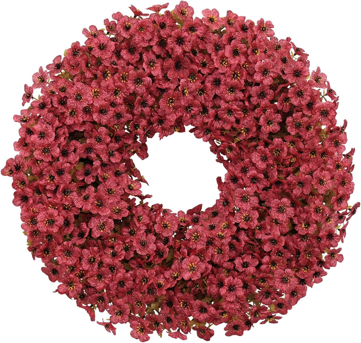 20" Burgundy Fall Wreath for Front Door, Artificial Mums Autumn Wreath | Amazon (US)
