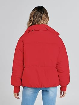 MEROKEETY Women's Winter Long Sleeve Zip Puffer Jacket Pockets Baggy Short Down Coats | Amazon (US)