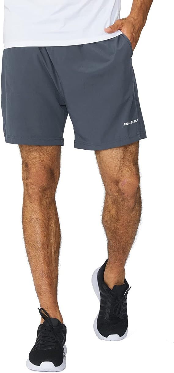 BALEAF Men's 5" Running Athletic Shorts Workout Lightweight Zipper Pocket | Amazon (US)